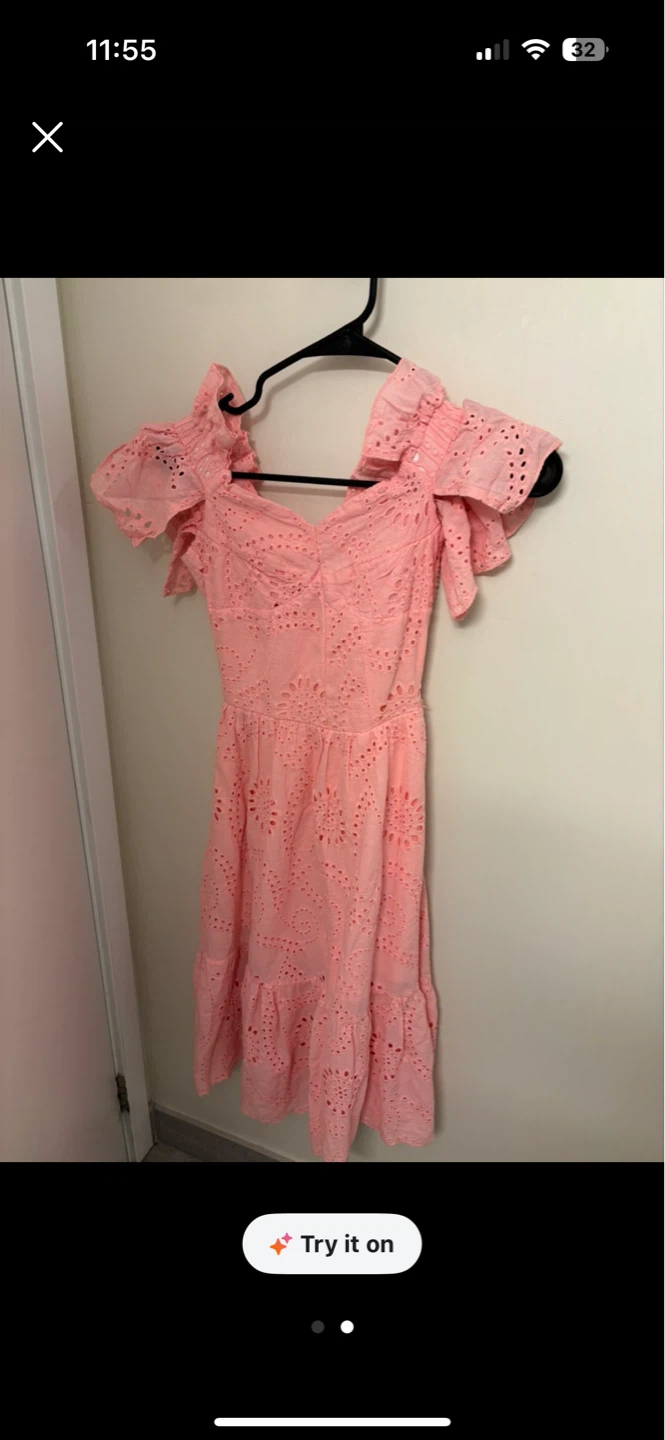 Xs Pink Eyelet Ruffle Dress - photo 2