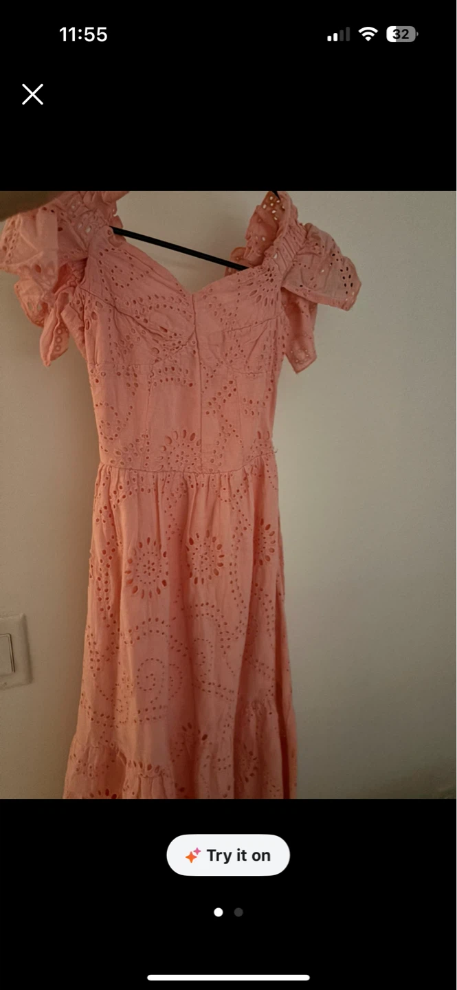 Xs Pink Eyelet Ruffle Dress