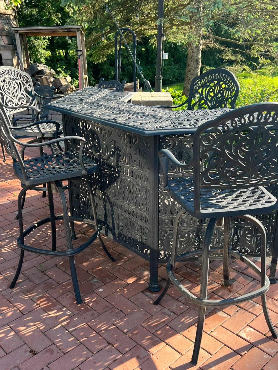 Cast Iron Bar Table and Chairs Set - photo 2
