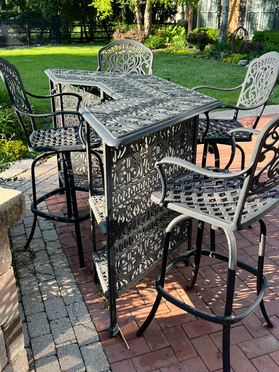 Cast Iron Bar Table and Chairs Set - photo 3