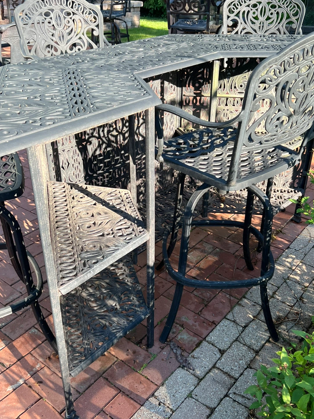 Cast Iron Bar Table and Chairs Set - photo 4