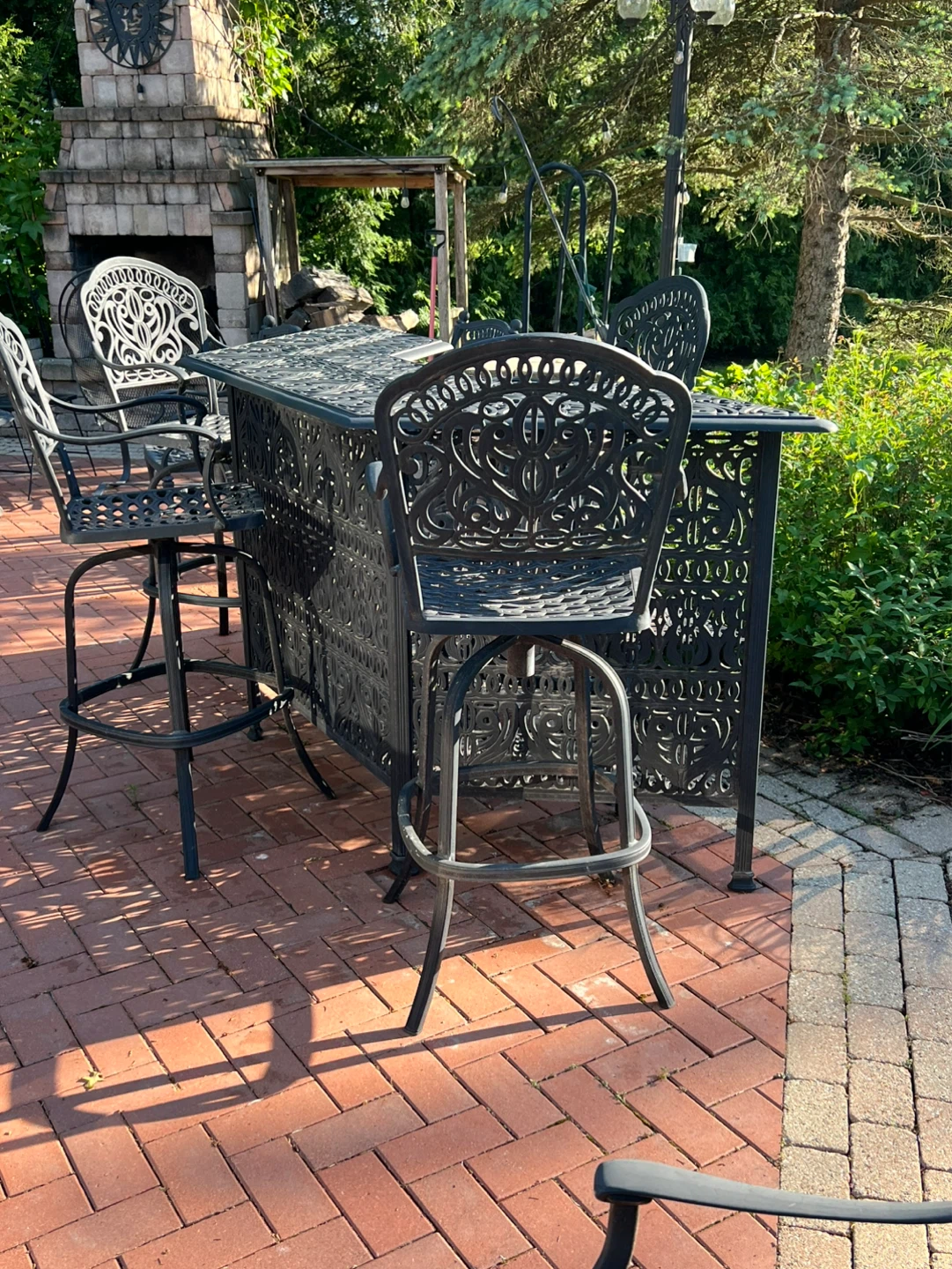 Cast Iron Bar Table and Chairs Set