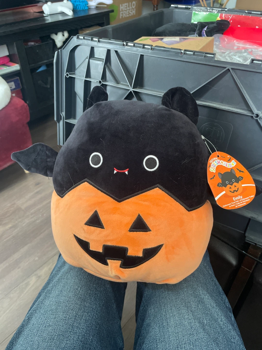 ⚽️ Squishmallows Emily Halloween Treat Pail Bat Pumpkin Plush