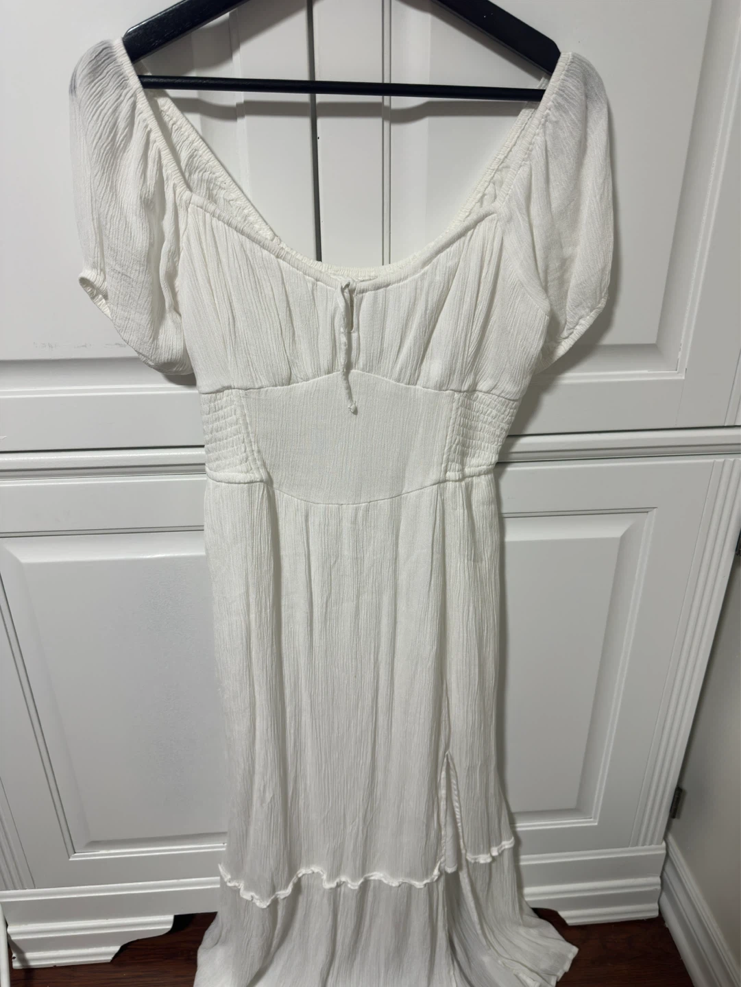 Hollister White Smocked Off-the-Shoulder Maxi Dress