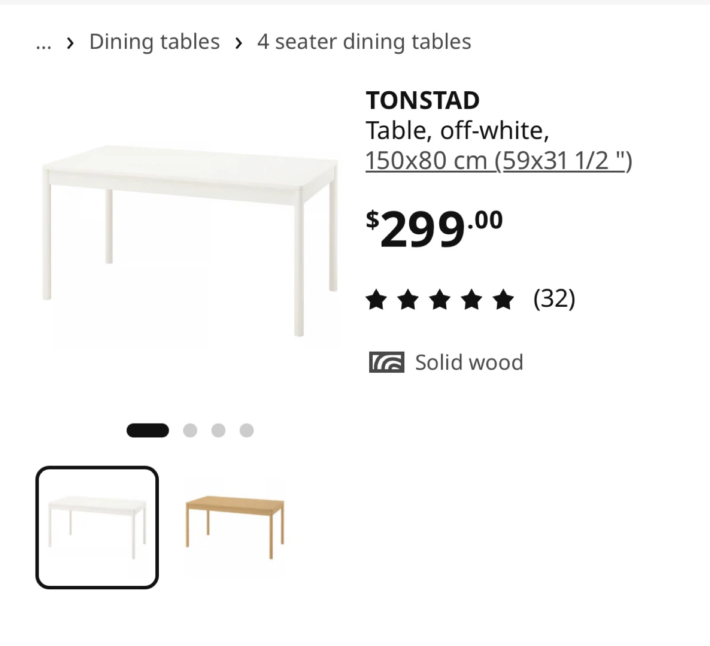 IKEA white dining table