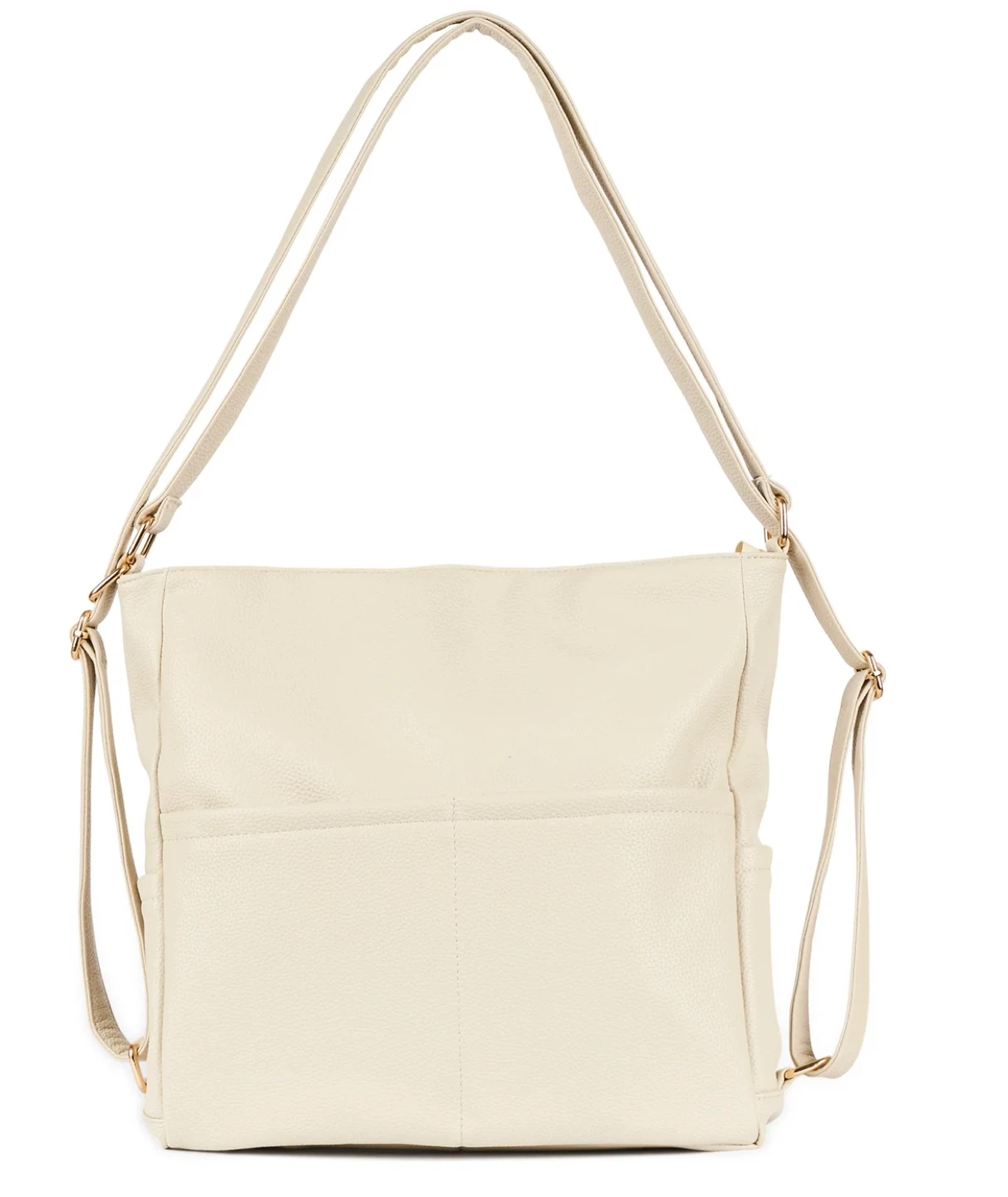 Cream Faux Leather Convertible Backpack Purse - photo 3