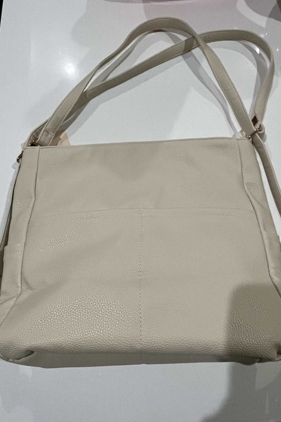 Cream Faux Leather Convertible Backpack Purse - photo 2