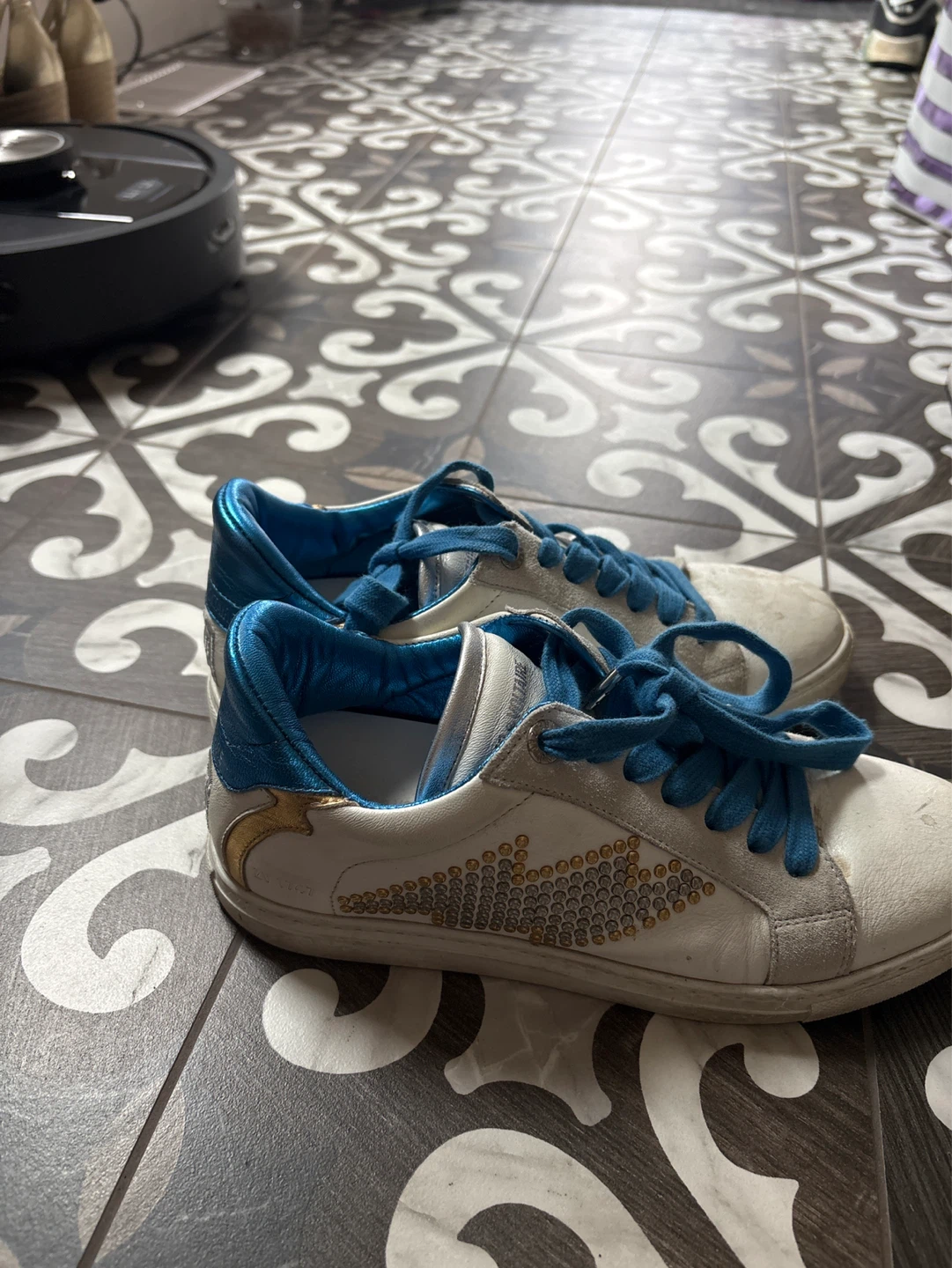 Zadig & Voltaire White & Blue Sneakers