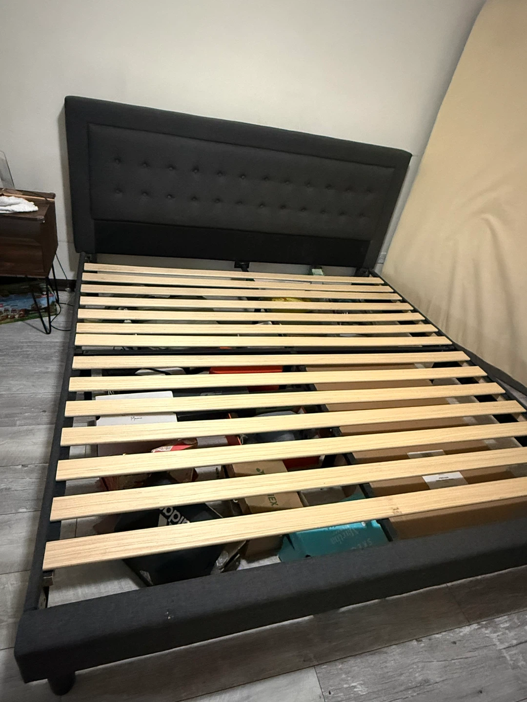 King Bed Frame with Tufted Headboard