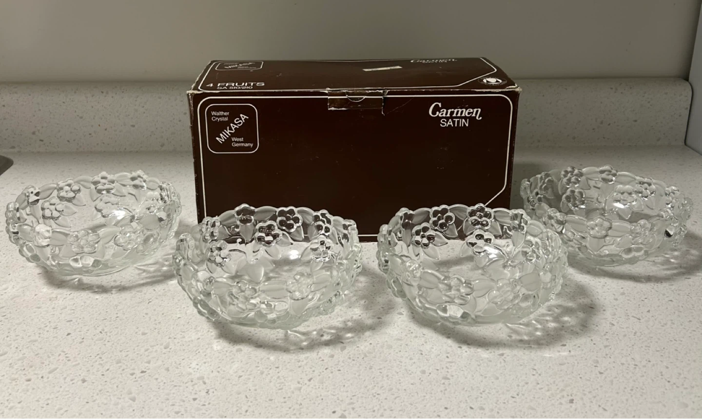 Vintage Mikasa Carmen Satin Crystal Bowls Set of 4