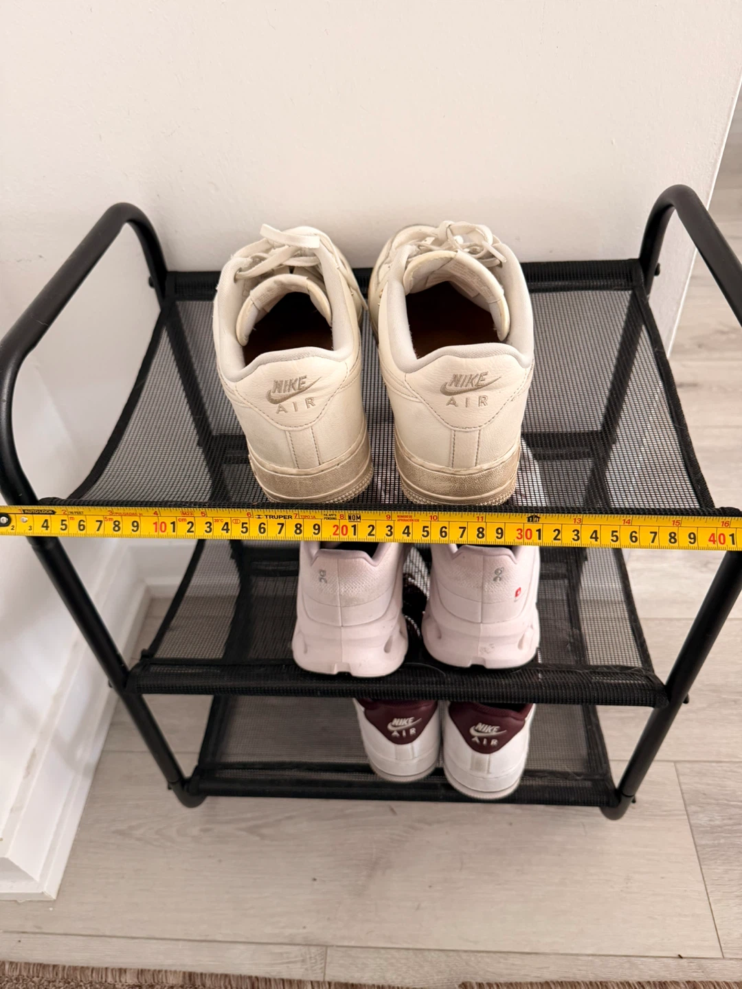 3-Tier Black Mesh Shoe Rack