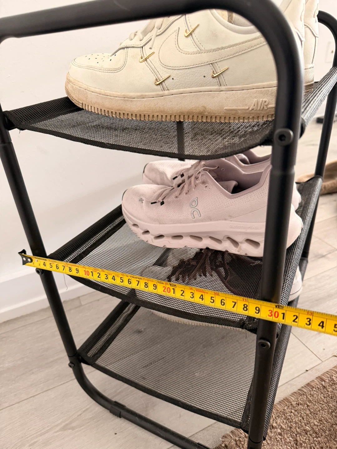 3-Tier Black Mesh Shoe Rack - photo 3