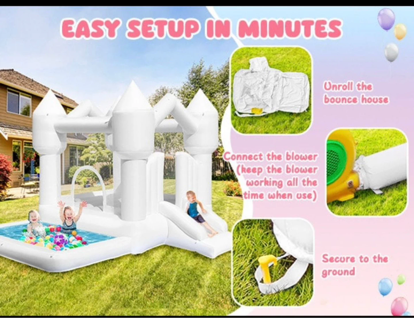 Jumping Bouncy Castle with Slide for Kids Birthday Party - photo 4