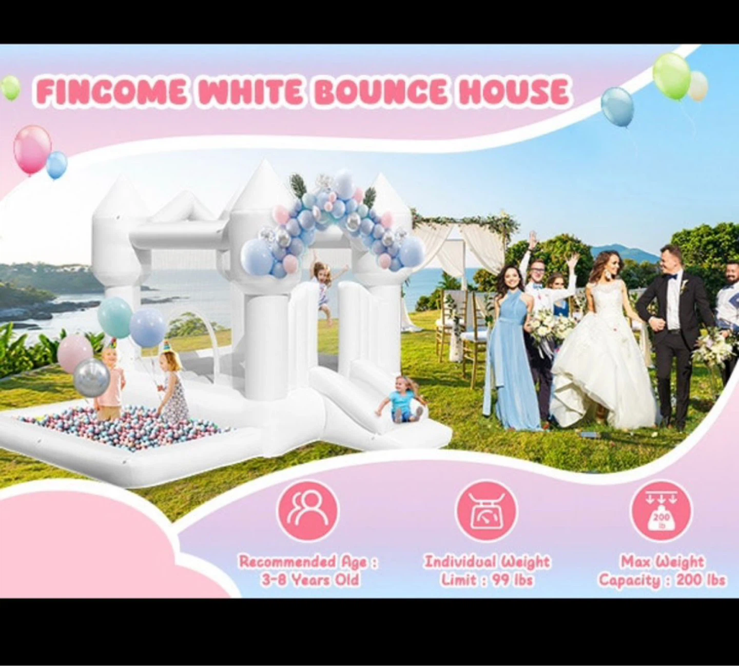 Jumping Bouncy Castle with Slide for Kids Birthday Party