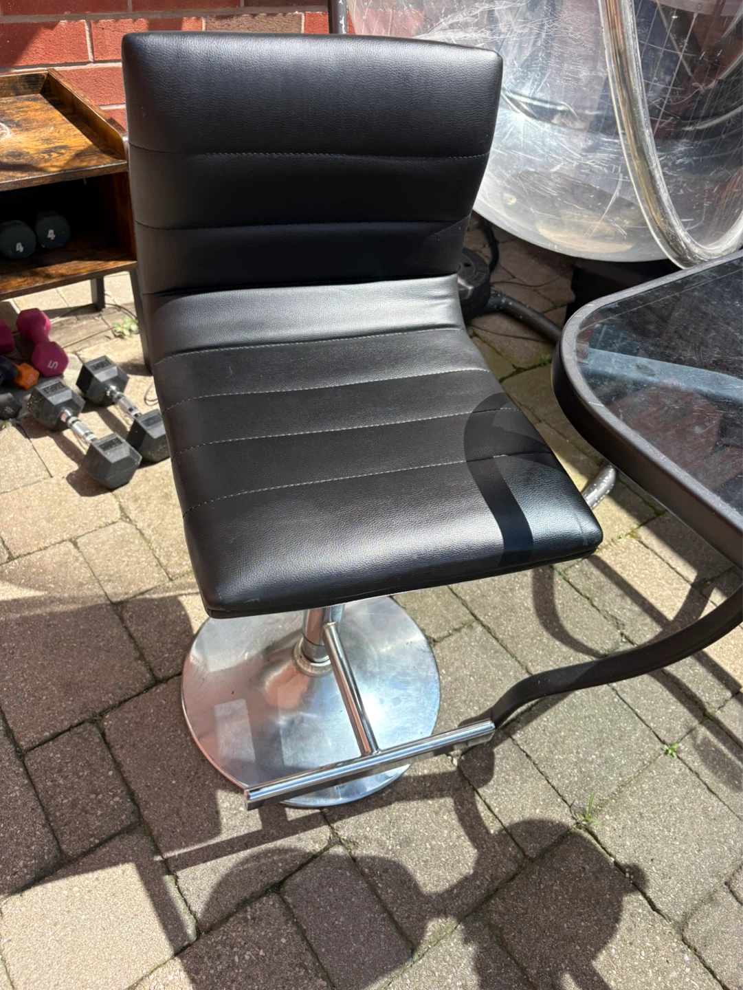 ⚽️Black Faux Leather Bar Stool