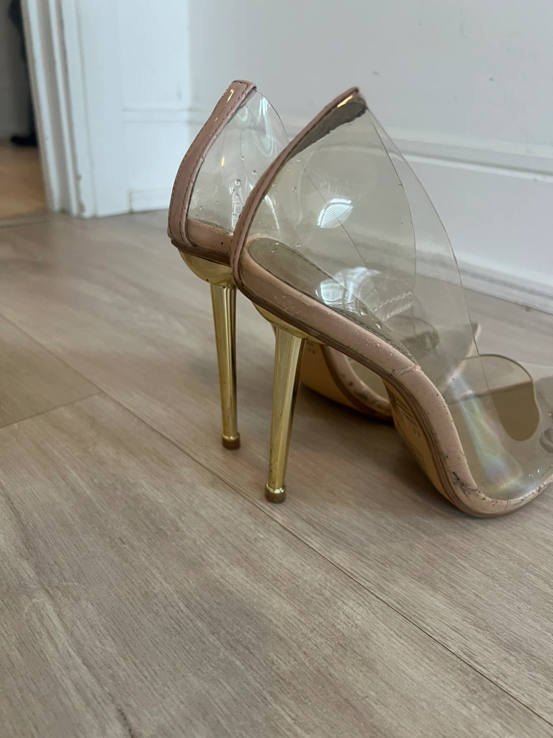 Fashion Nova Clear Heels with Gold Stiletto Heels - photo 2