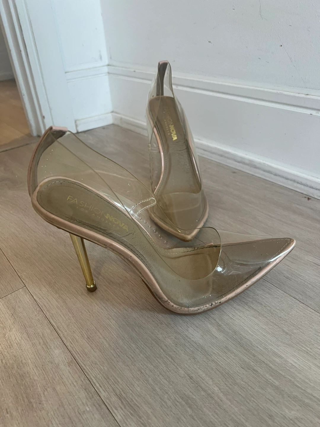 Fashion Nova Clear Heels with Gold Stiletto Heels - photo 3