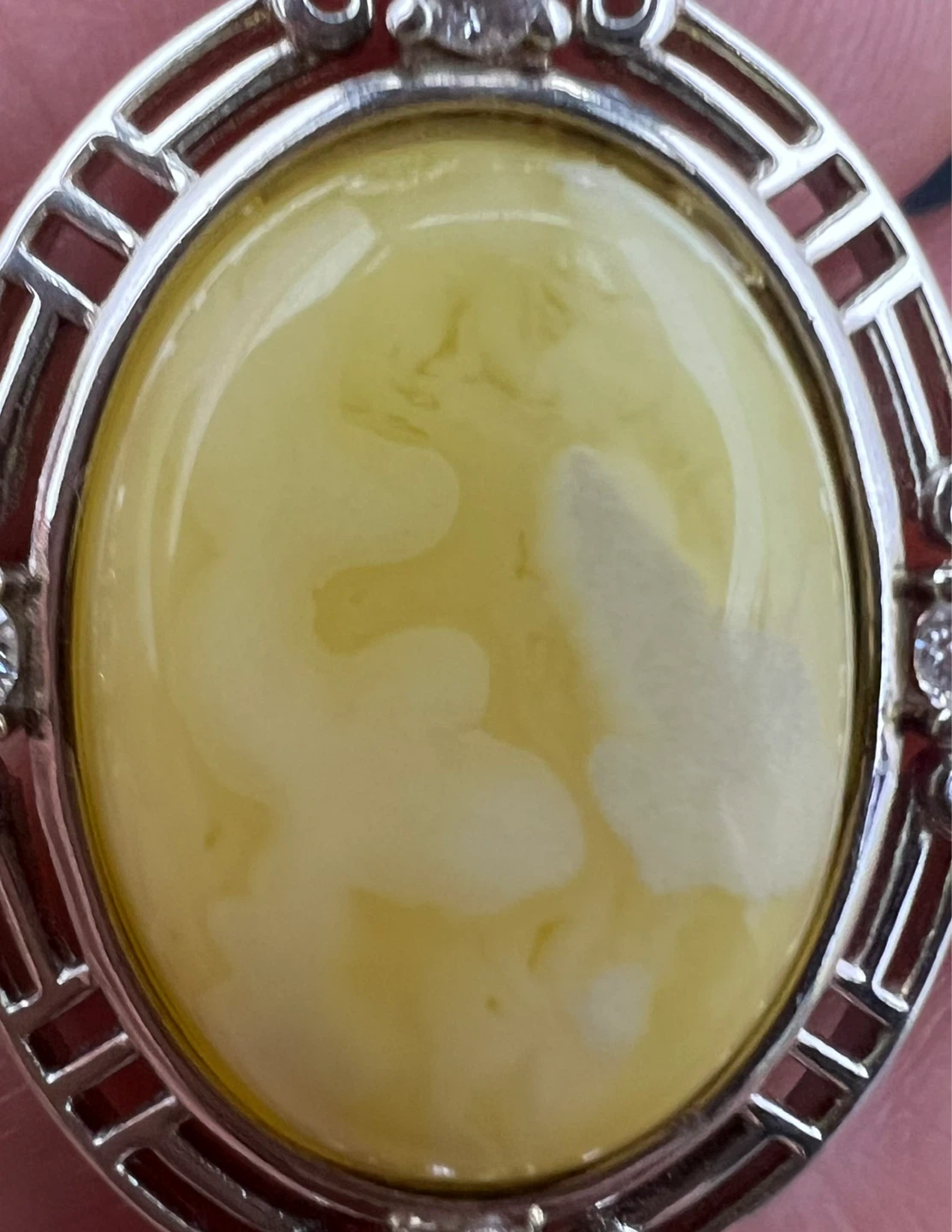 Vintage Style Amber Sterling Silver Pendant Necklace - photo 3
