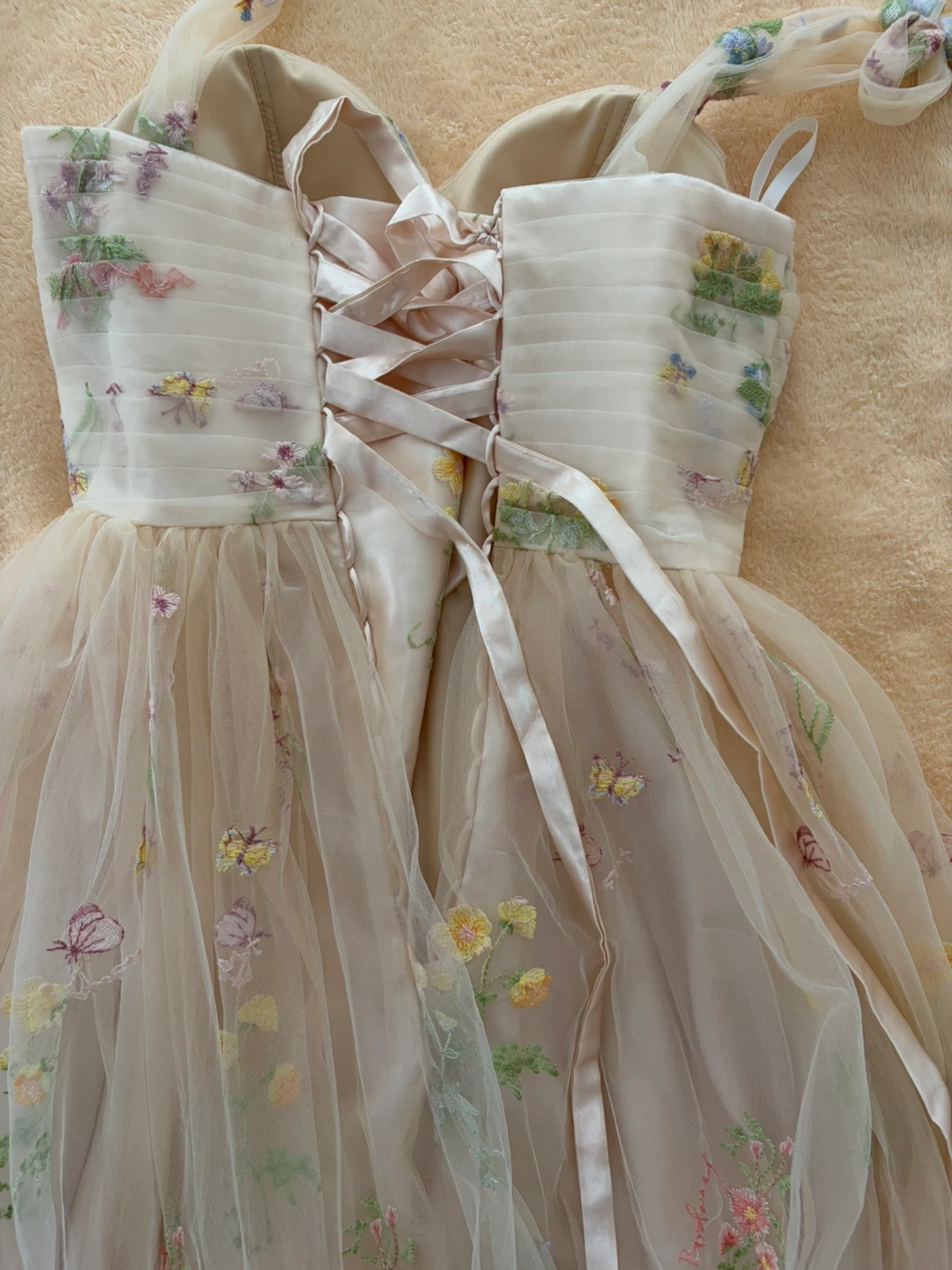 Floral Embroidered Tulle Dress - Corset - photo 3