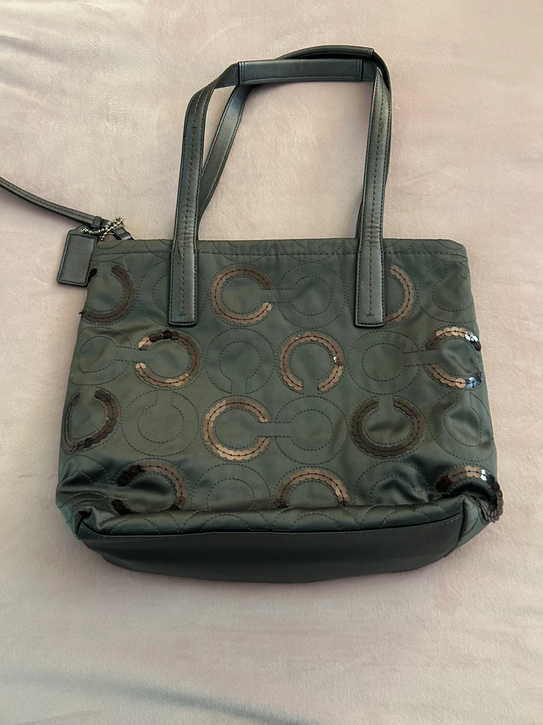 Grey Coach Sequin C Monogram Tote Bag - photo 3