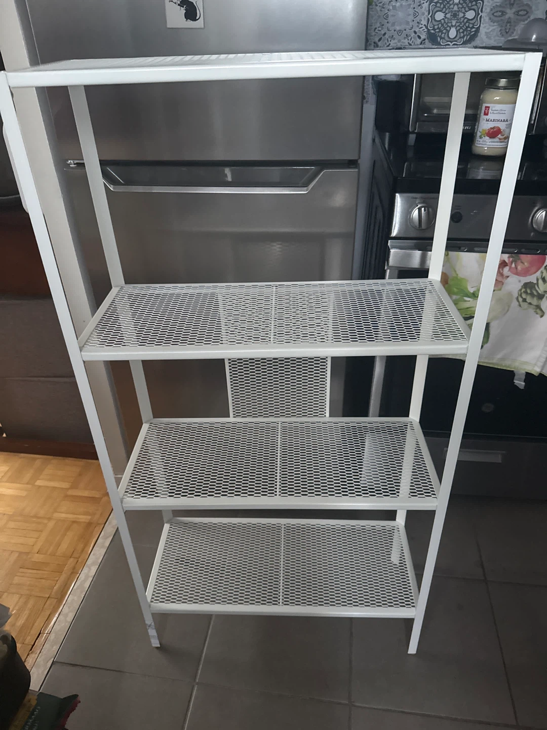 White 4-Tier Mesh Shelf Unit - photo 3