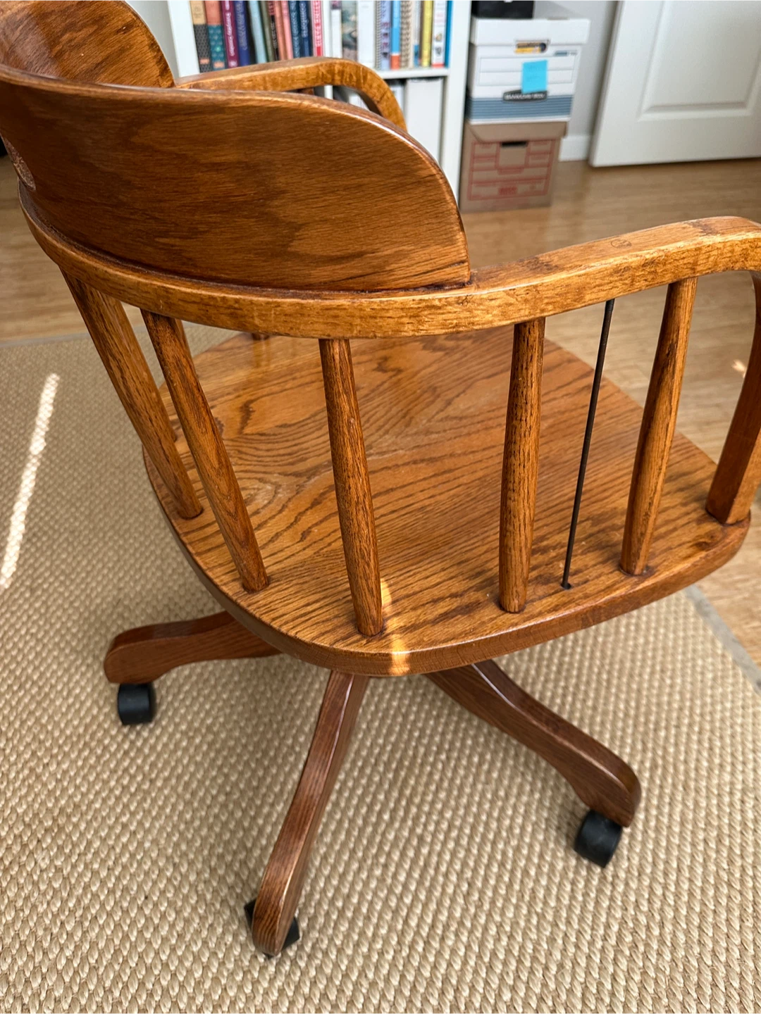 Oak Swivel Desk Chair with Wheels - photo 2