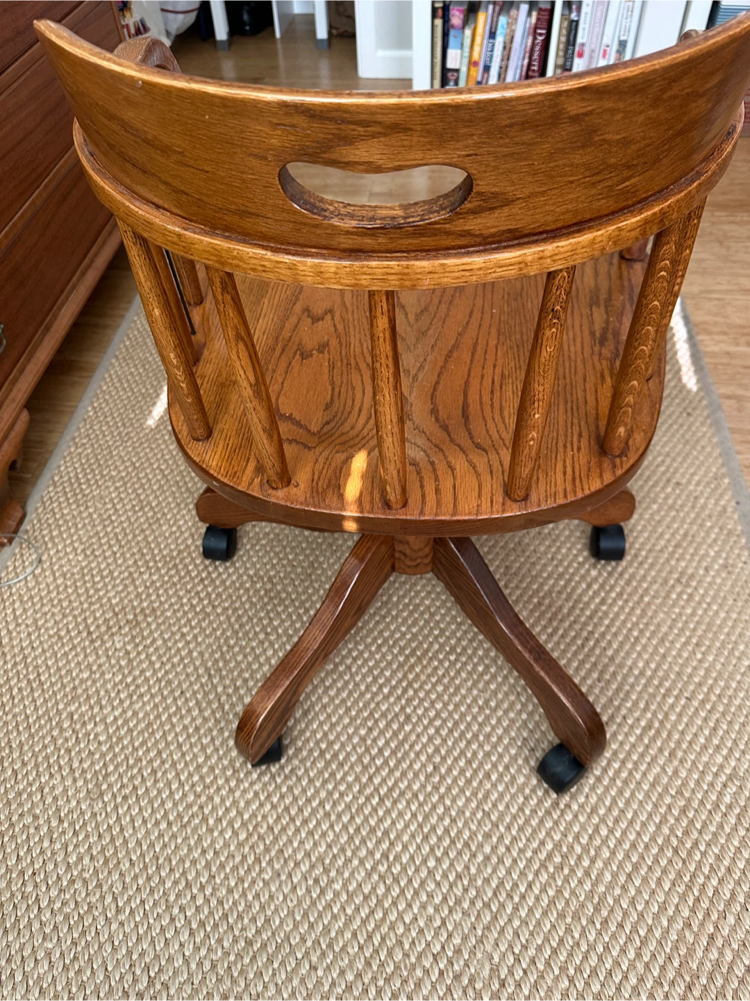 Oak Swivel Desk Chair with Wheels - photo 3