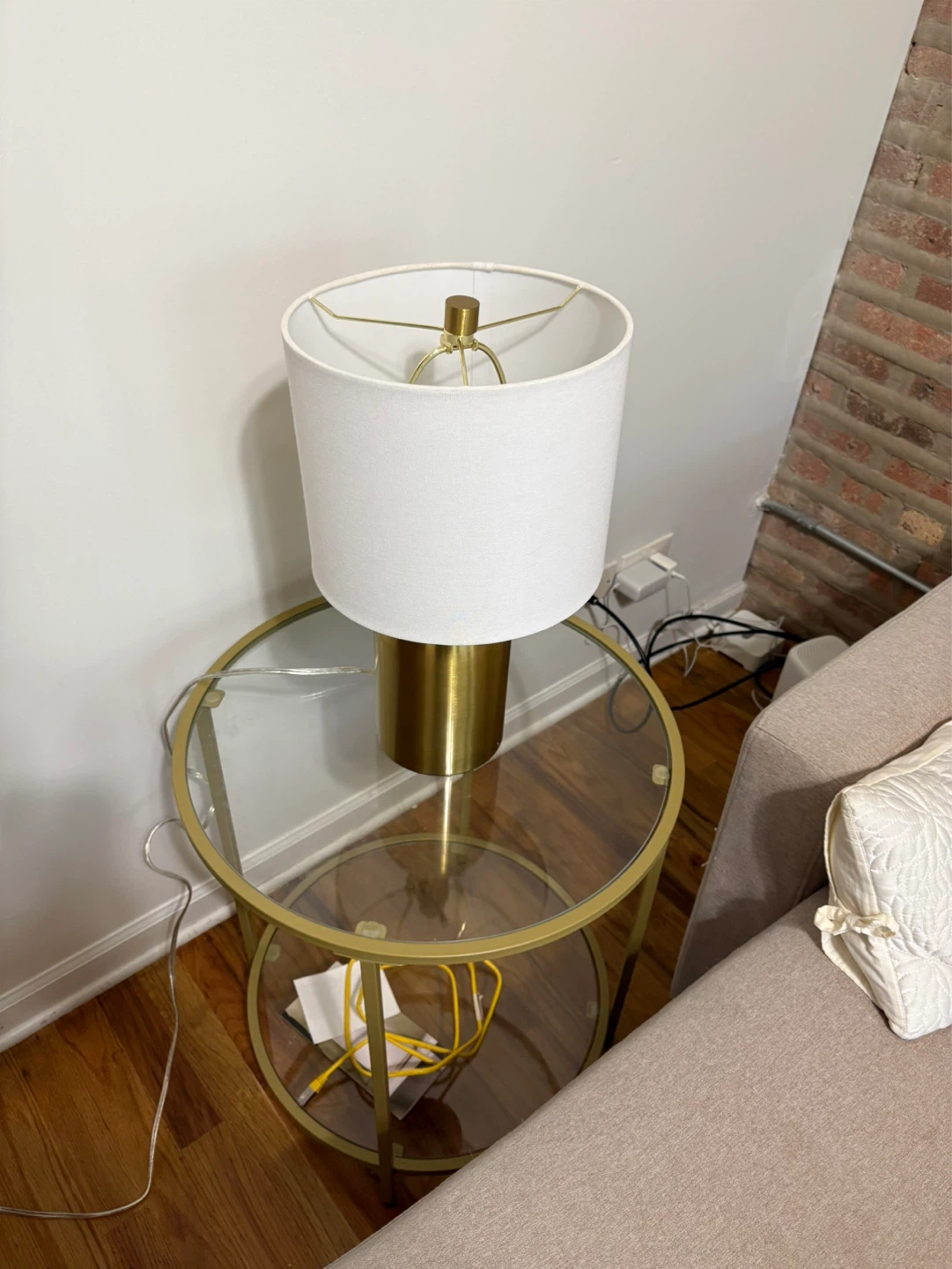Gold Brushed Metal Table Lamp - photo 2