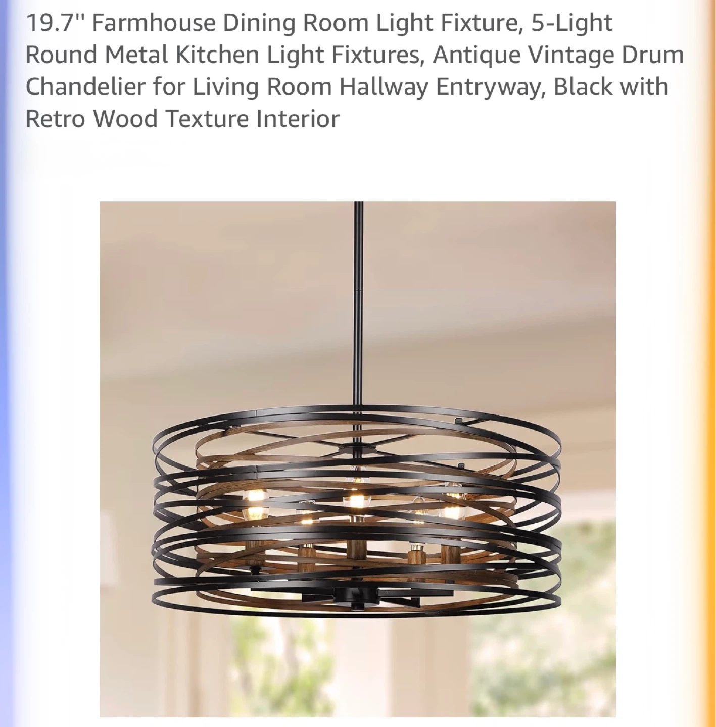 19.7" Farmhouse Drum Chandelier