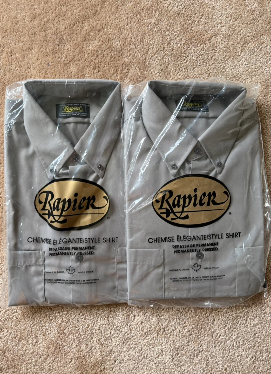 Rapier Men's grey Button-Down Shirts with short sleeves