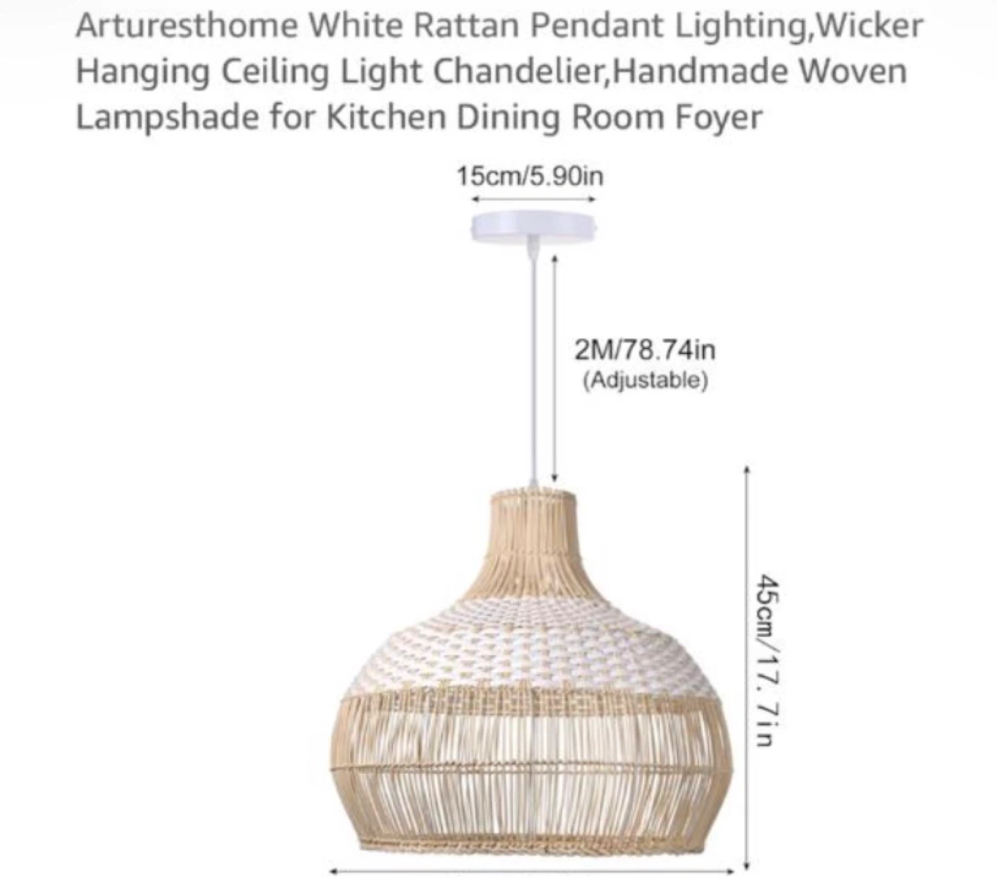 Arturesthome White Rattan Pendant Light