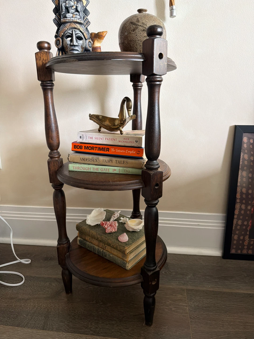 Vintage Wooden Tiered Side Table - photo 2