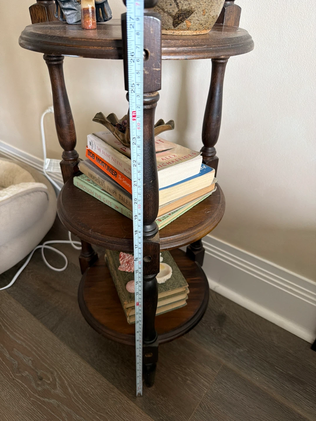 Vintage Wooden Tiered Side Table - photo 4