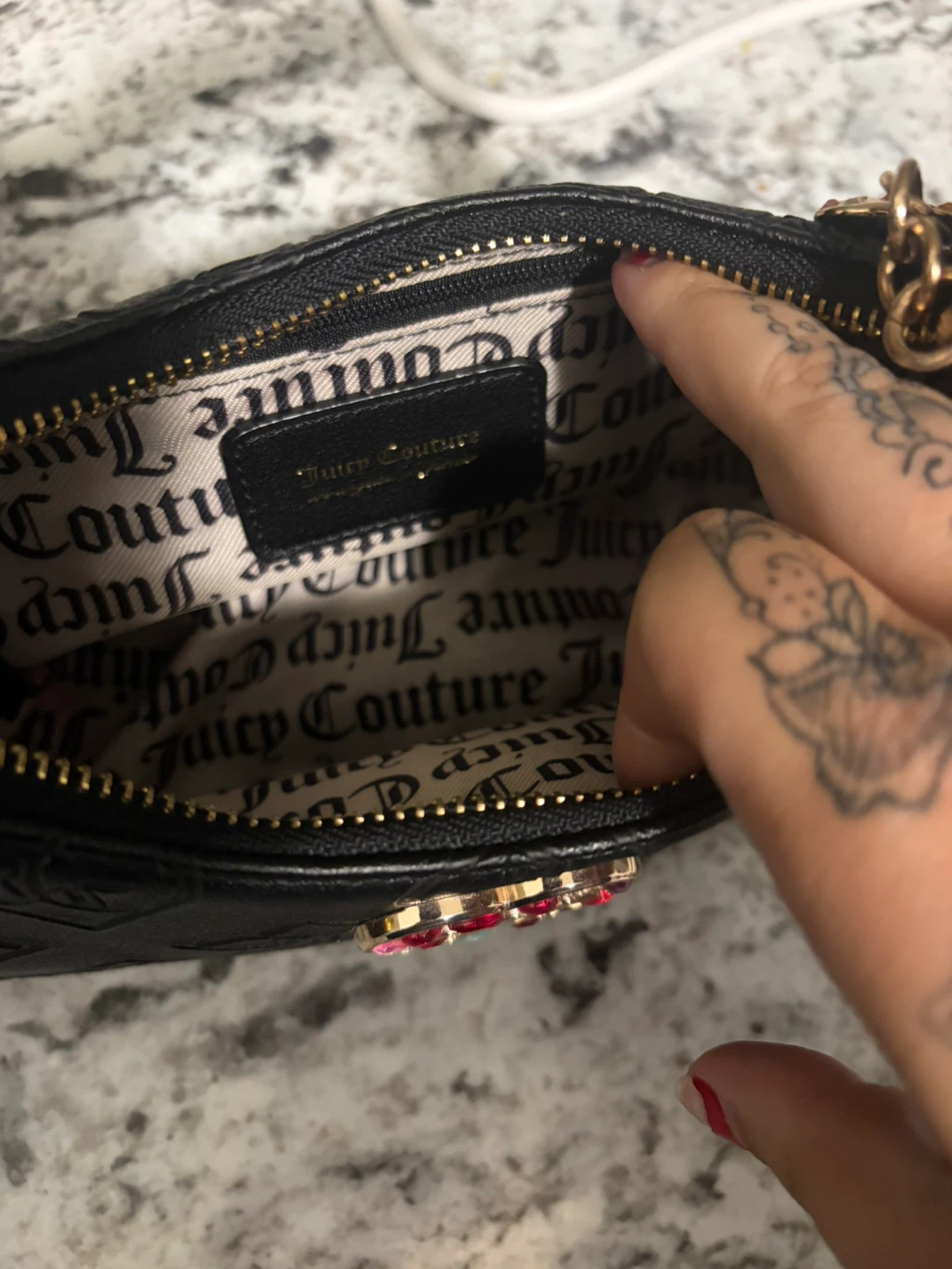 Juicy Couture Black Shoulder Bag with Heart Detail - photo 2