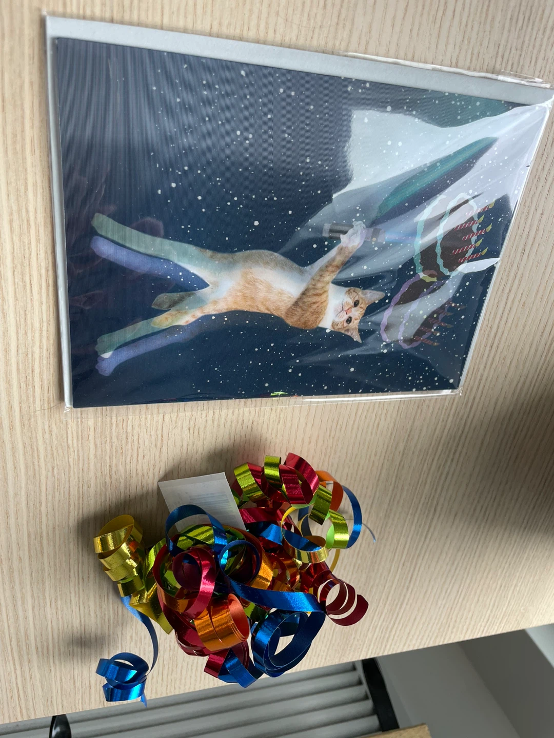 Funny Cat Lightsaber Card with Ribbons