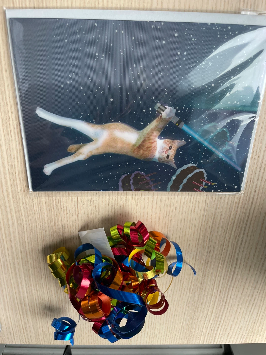 Funny Cat Lightsaber Card with Ribbons - photo 2