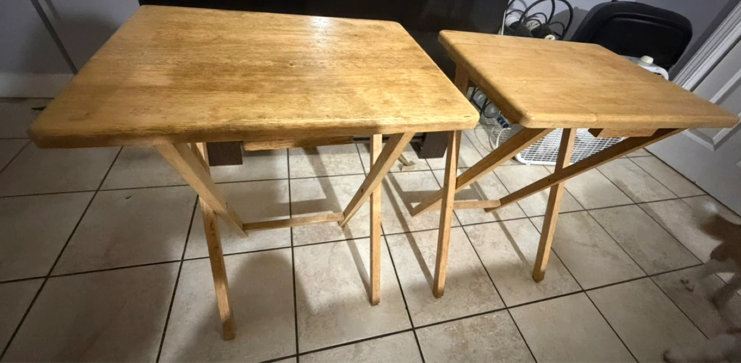 Set of 2 Wooden TV Trays