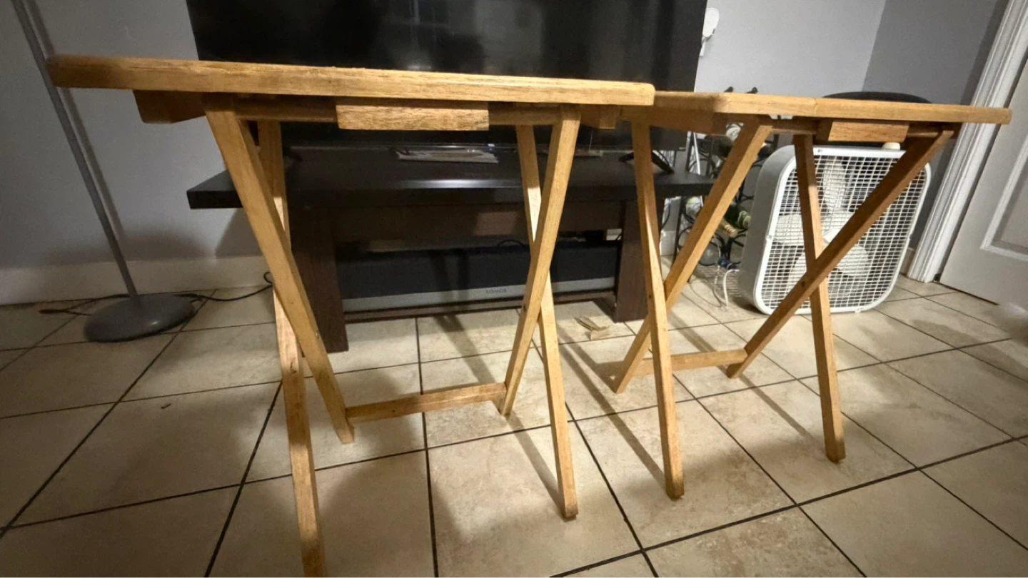 Set of 2 Wooden TV Trays - photo 2