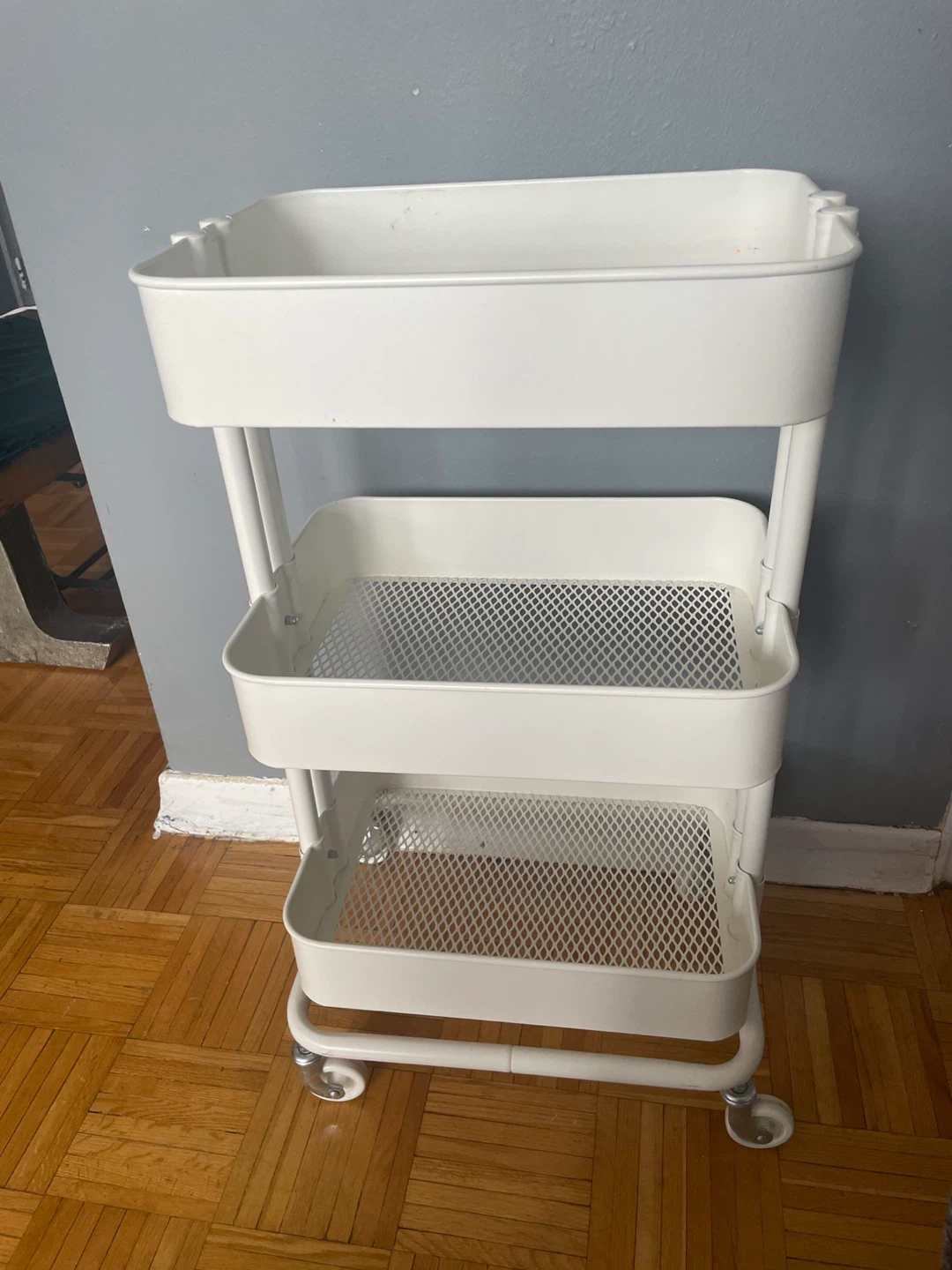 White 3-Tier Rolling Storage Cart