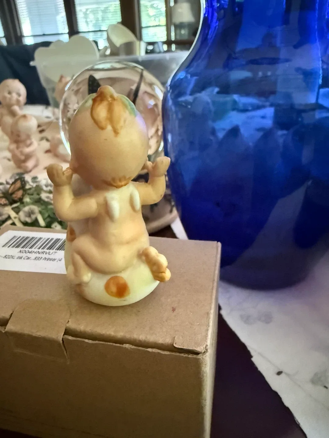 Vintage Kewpie Doll riding a rocking horse figurine - photo 2