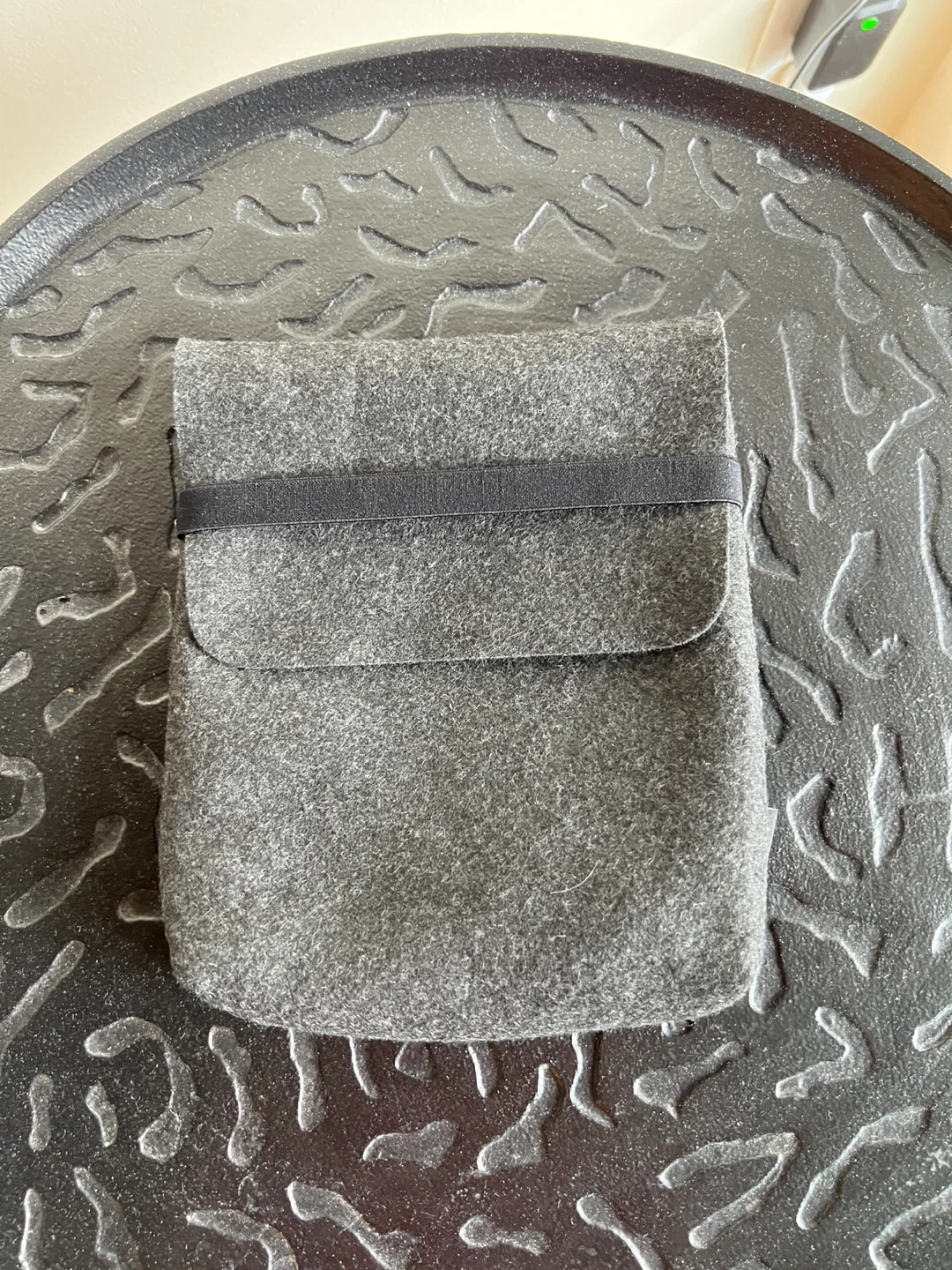 Grey Felt Pouch with Elastic Closure