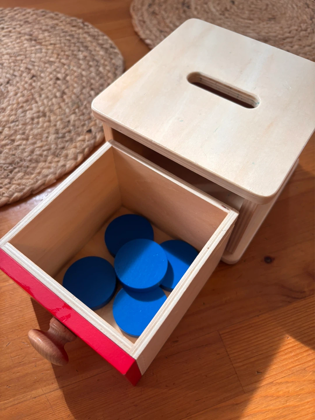 Montessori Wooden Coin Bank with Drawer