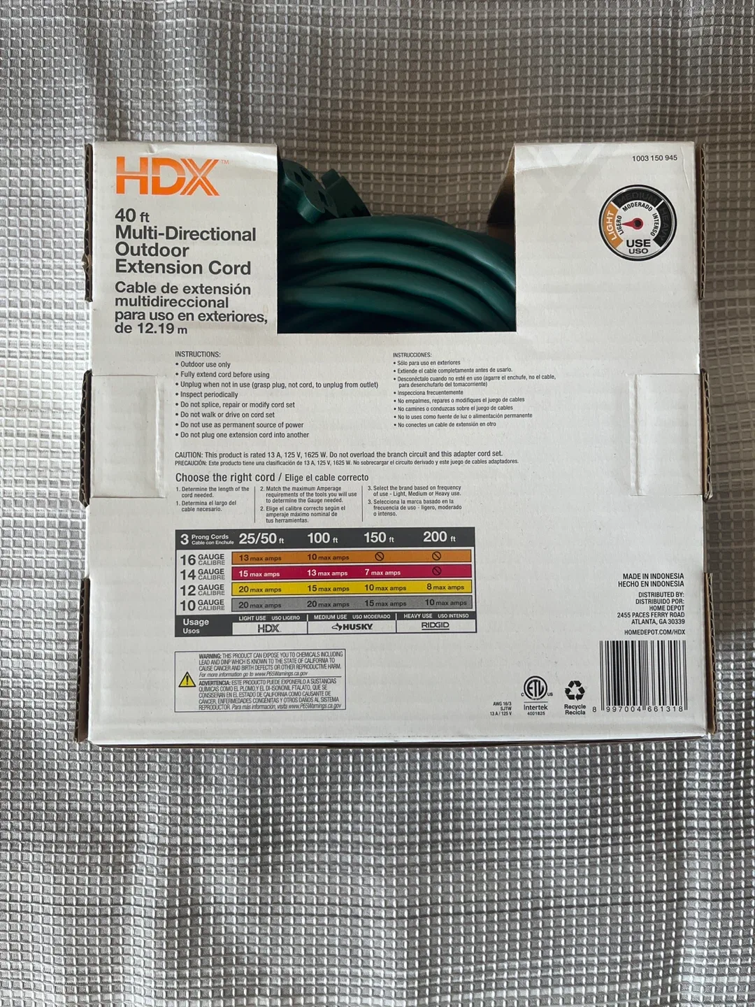 HDX 40 ft Multi-Directional Outdoor Extension Cord - photo 2