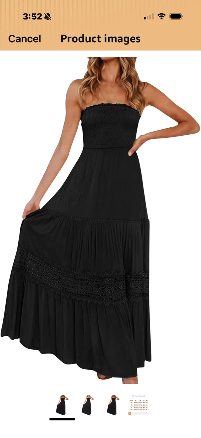 Women's Smocked Strapless Maxi Dress