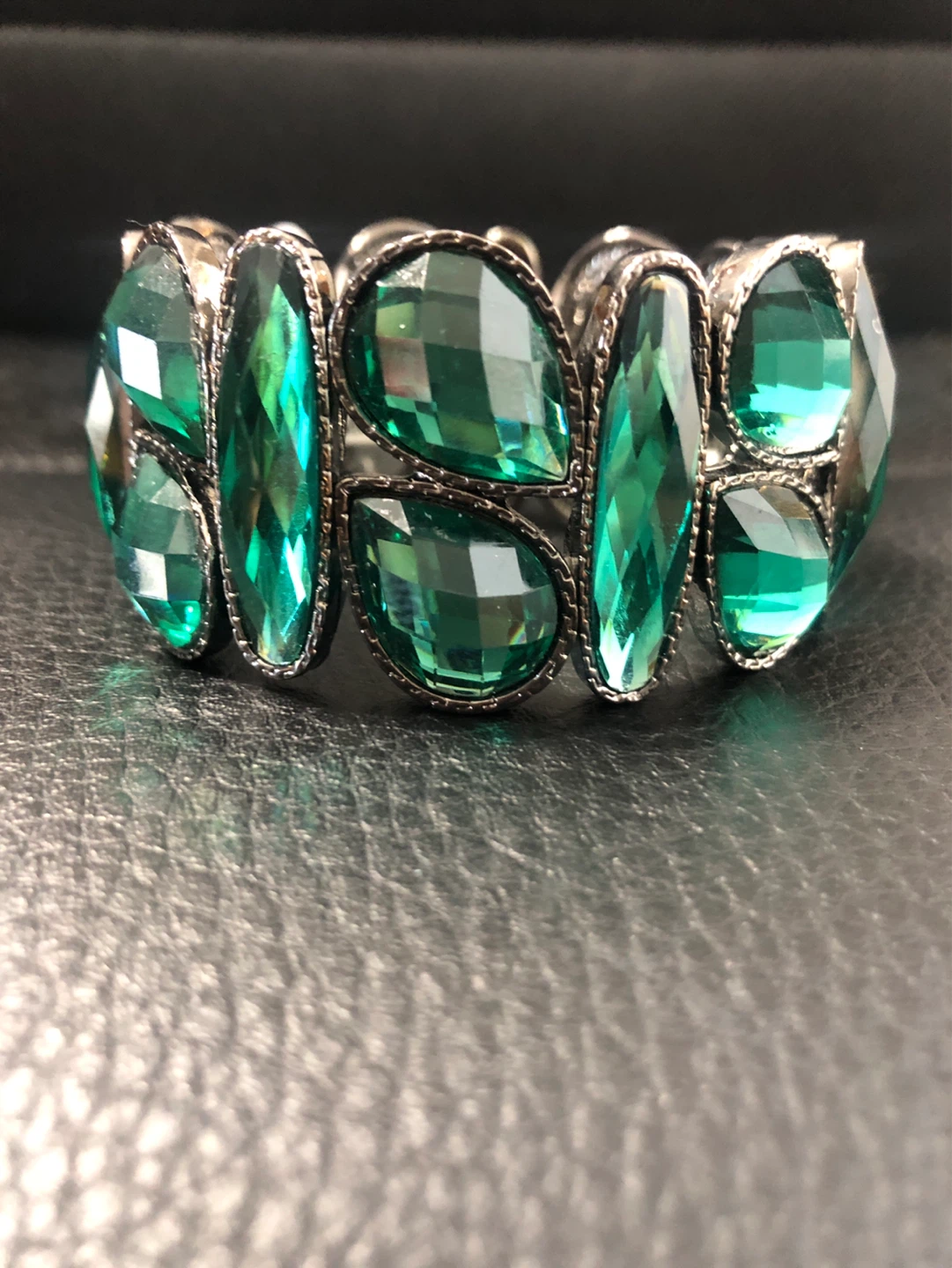 Green Gemstone Bangle Bracelet