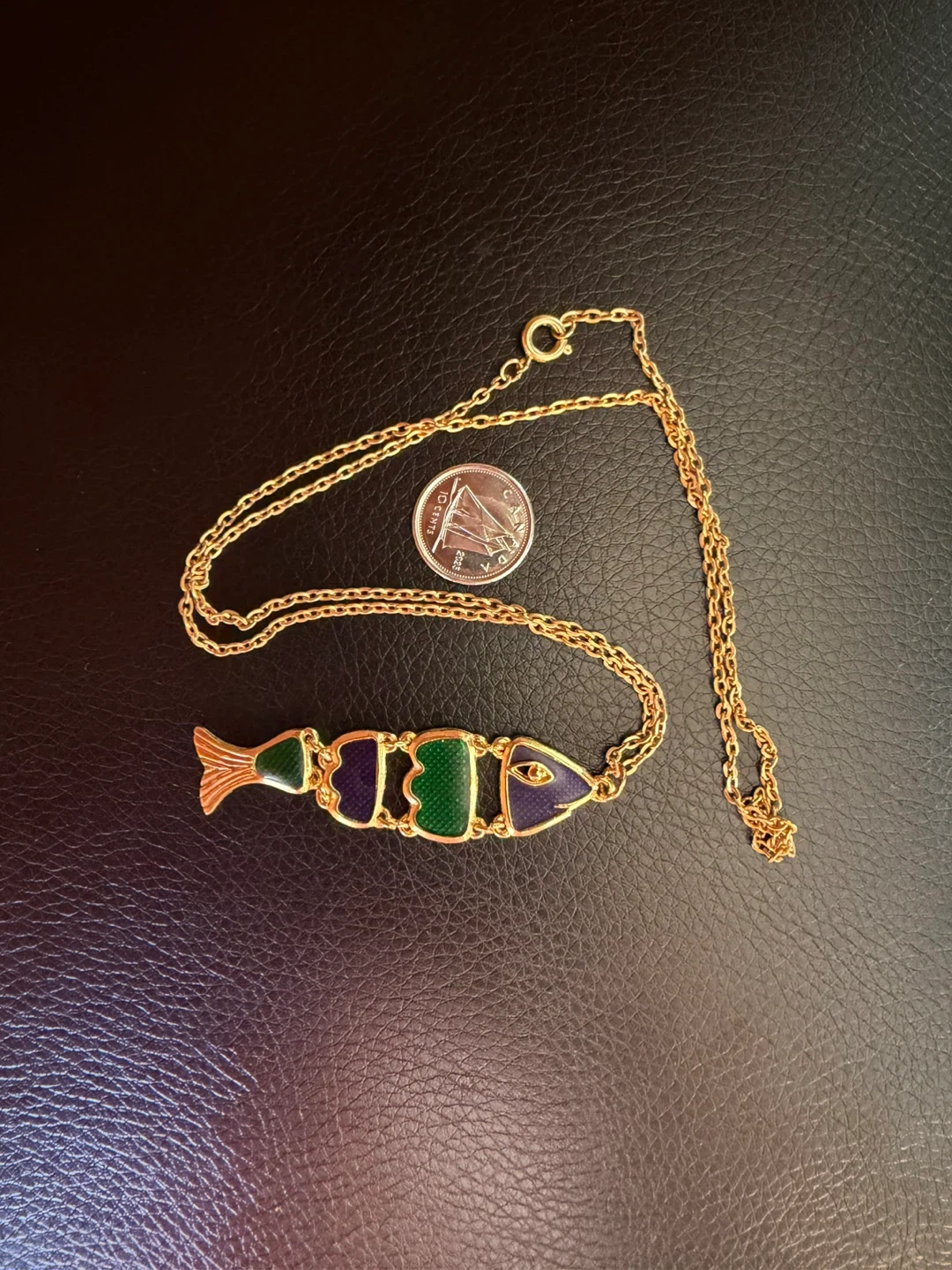 Gold Tone Fish Pendant Necklace