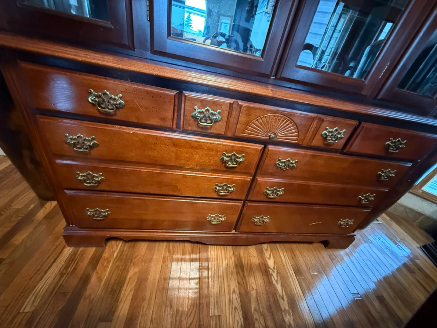 Solid Wood China Cabinet with Hutch and Drawers - photo 2