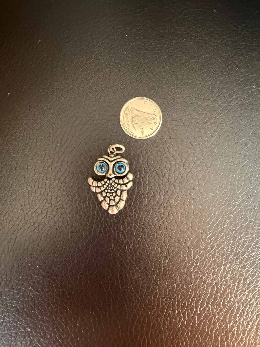 Silver Owl Pendant with Blue Eyes