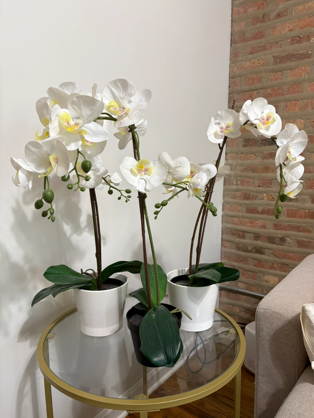 Set of 3 Artificial White Orchids