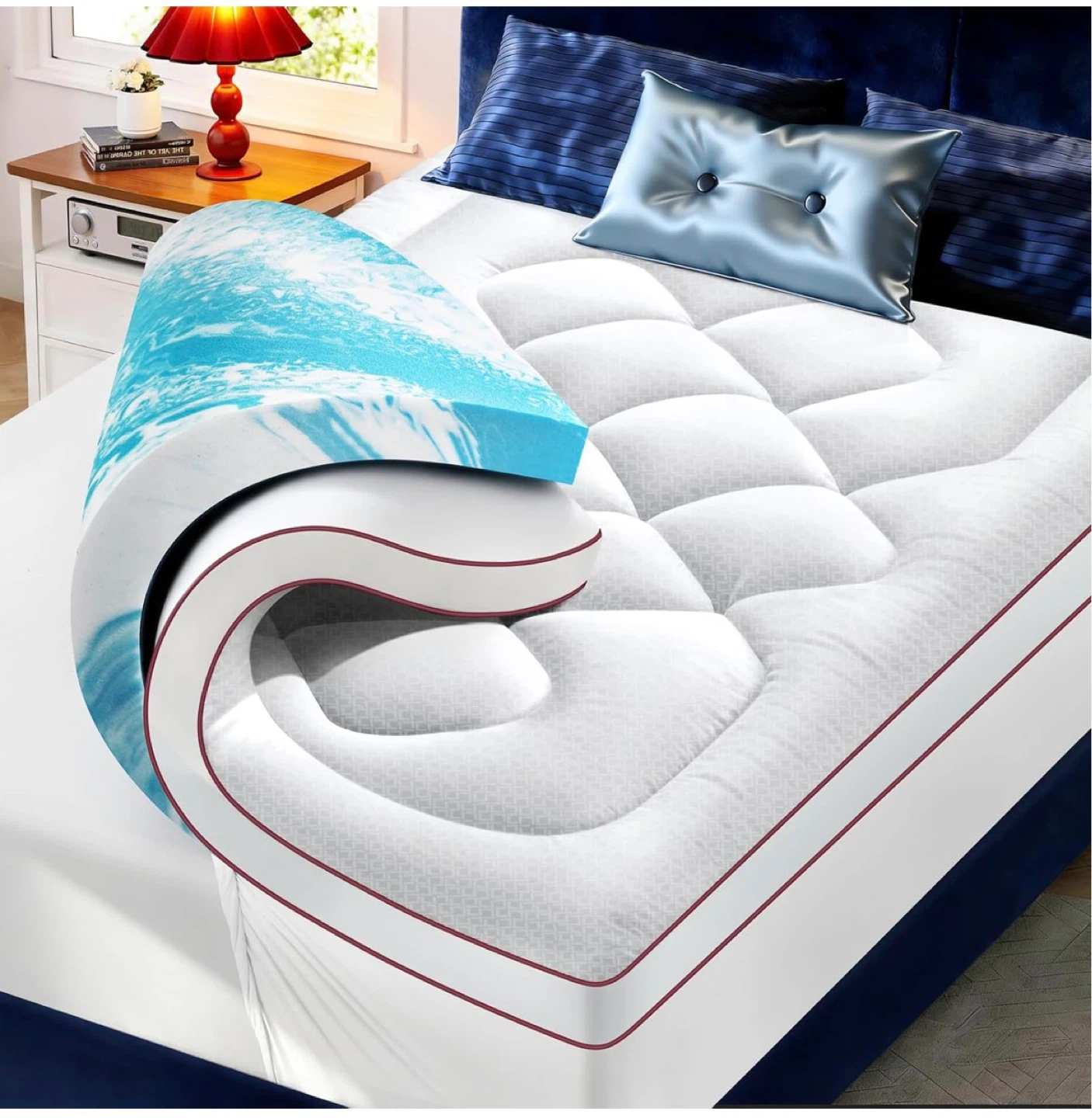 King size Premium Gel Memory Foam Mattress Topper - photo 2